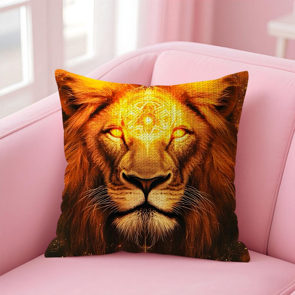

Lion Cool Cushion Cover Natural Linen Pillow Case DoubleSided Print Decorative Sofa Pillowcase Home Decor Gift 30x30cm