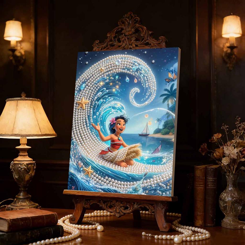 Disney Pearl Painting Moana Wave Fantasy Creative Art 5D Pearl Embroidery Cross Stitch Kit Handmade DIY Home and Room Decor Gift