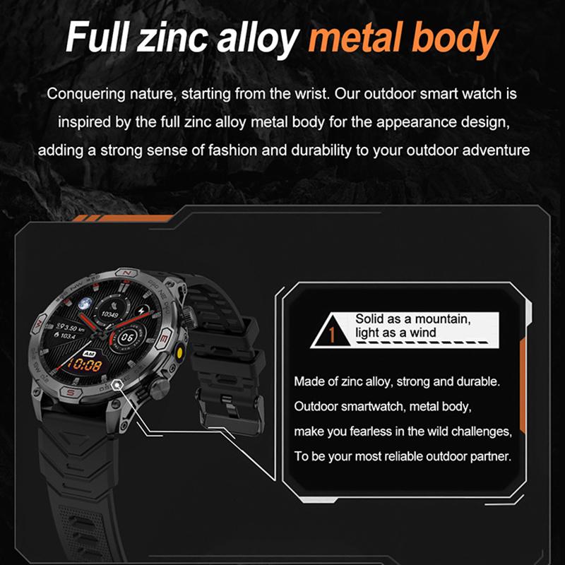 SCIONE Smart Watch Heart Rate Bluetooth Call Voice Assistant Compass Flashlight Step Outdoor Sports Watch