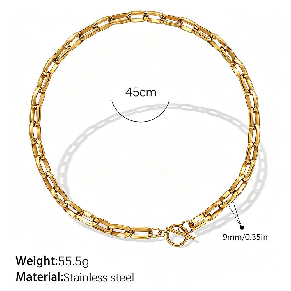 Europäische Retro 18K Gold Halskette für Damen - Hochwertiger schlichter Stil mit vielfältigen Designs und Edelstahlkette