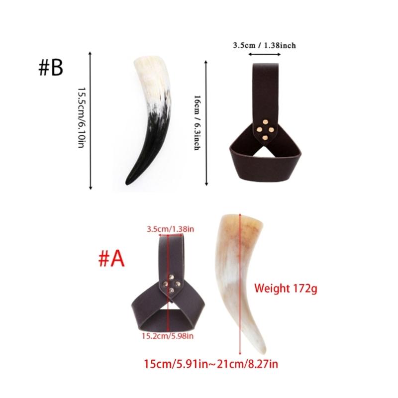 2pcs Vikinges Drinking Horn Mug with Leather Holsters,Beer Mug Renaissance Medieval Beer Cup Halloween Cosplay Costumes