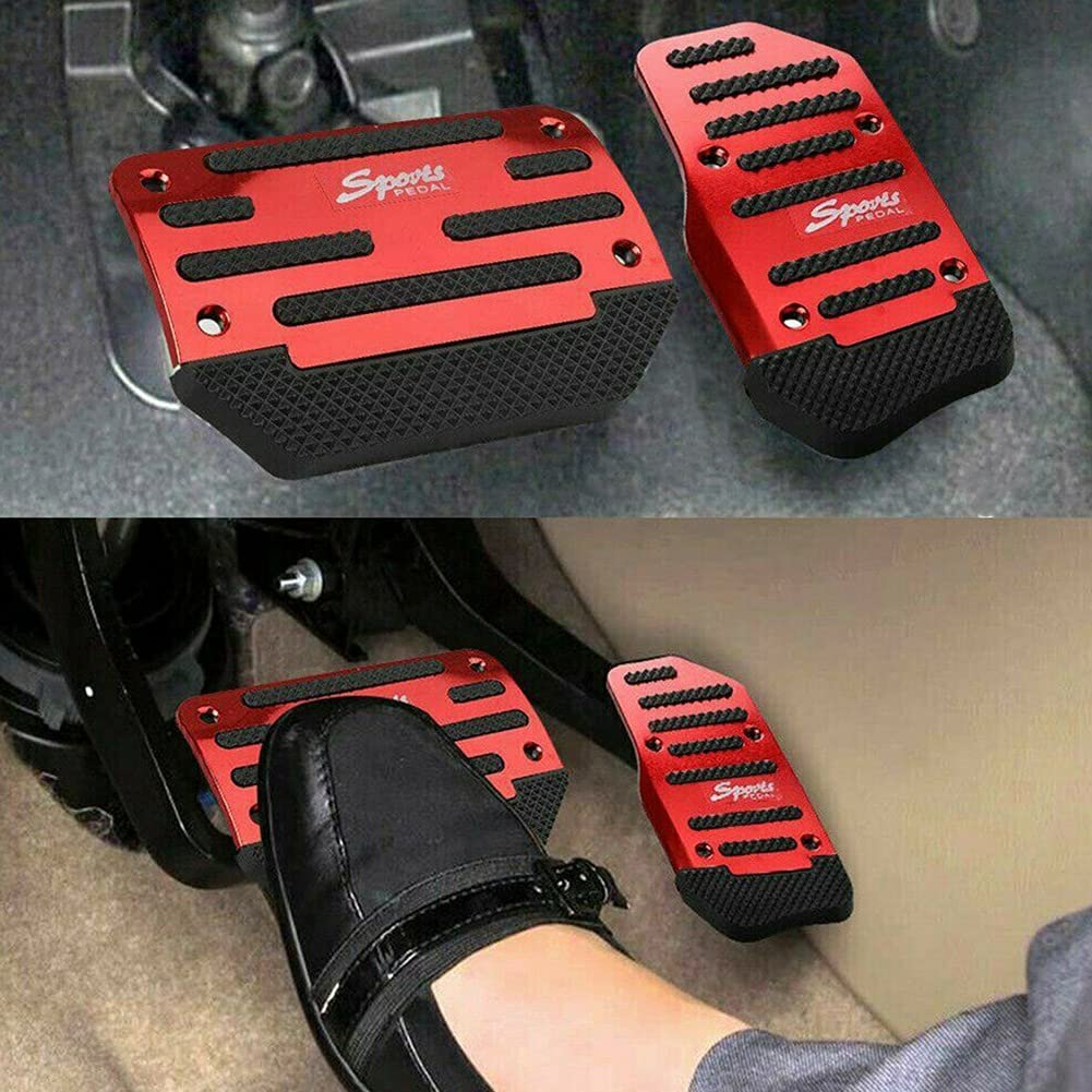 ROLE Universal Red Gas Axle Pedal and Brake Pedal Cover Foot Pad Anti-Slip for Matic Transmission Car
