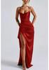2026 Summer Solid Color Off-Shoulder Satin Sleeveless Strap Dress for Women