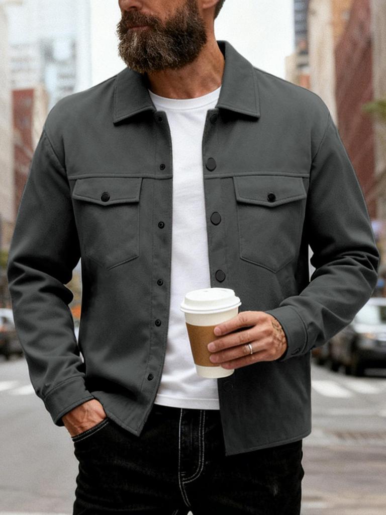 2025 Herbst/Winter Schlank geschnittene Herren-Reversjacke - Einreihig, Einfarbig, Doppeltasche, Lässiger Europäischer/Amerikanischer Stil