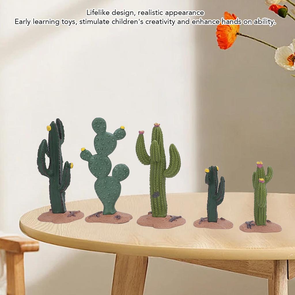 5pcs Artificial Mini Cactus Figurines Lifelike Simulated Cacti Plant Ornament for Sand Table Decoration