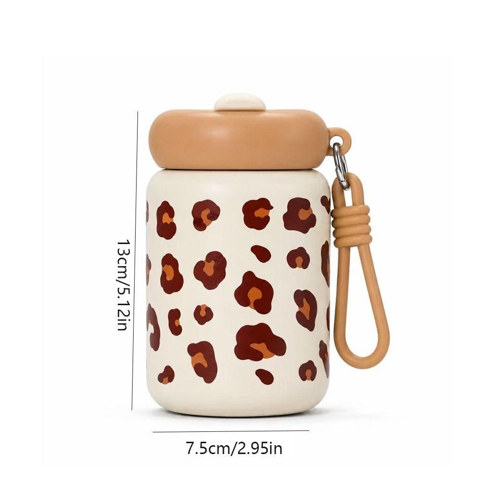 Leopard Print Straw Thermos Cup 360ml Drinking Water Cup Insulated Water Bottle Kitchenware