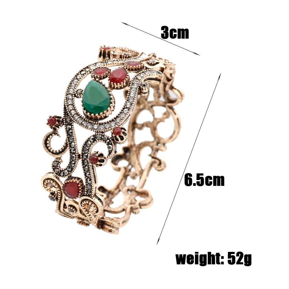 Vintage Trendy Turkish Hollow Flower Sculpture Bracelet Bangle Retro Jewelry Antique Gold Color Pulseira Kit Party Accessories