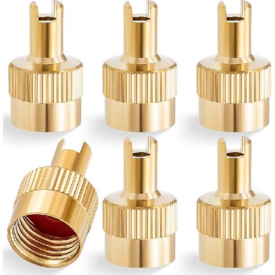 10PCS Tire Valve Stem Caps, Nickel Brass Slotted Slot Valve Stem Caps with Valve Core Remover, with O Rubber Ring, Universal for Cars, SUV, Trucks,