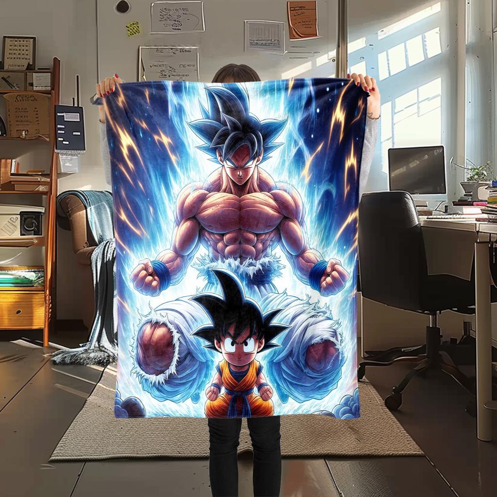 1pz Coperta in Flanella con Stampa DRAGON BALL, Alta qualità per Tutte le Stagioni, Arredamento per la Casa, Calore e Comfort, Perfetta per Regali di Natale