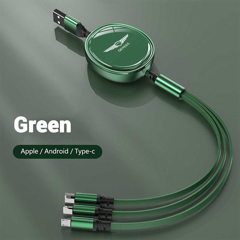 High Grade Retractable 100W Fast Charge Cable For iPhone USB TypeC Micro For Genesis Coupe Logo G70 G80 G90 GV60 GV70 GV80 EV BH