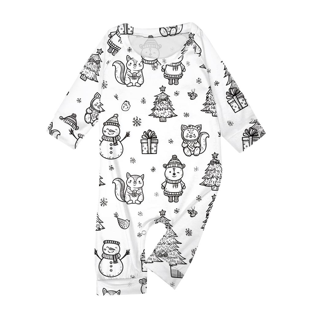 DIY Hand Painted Colorable-Parent-child Outfit - Print Round Neck Parent-child Long Sleeve Long Pants Home Clothes Suit Spring