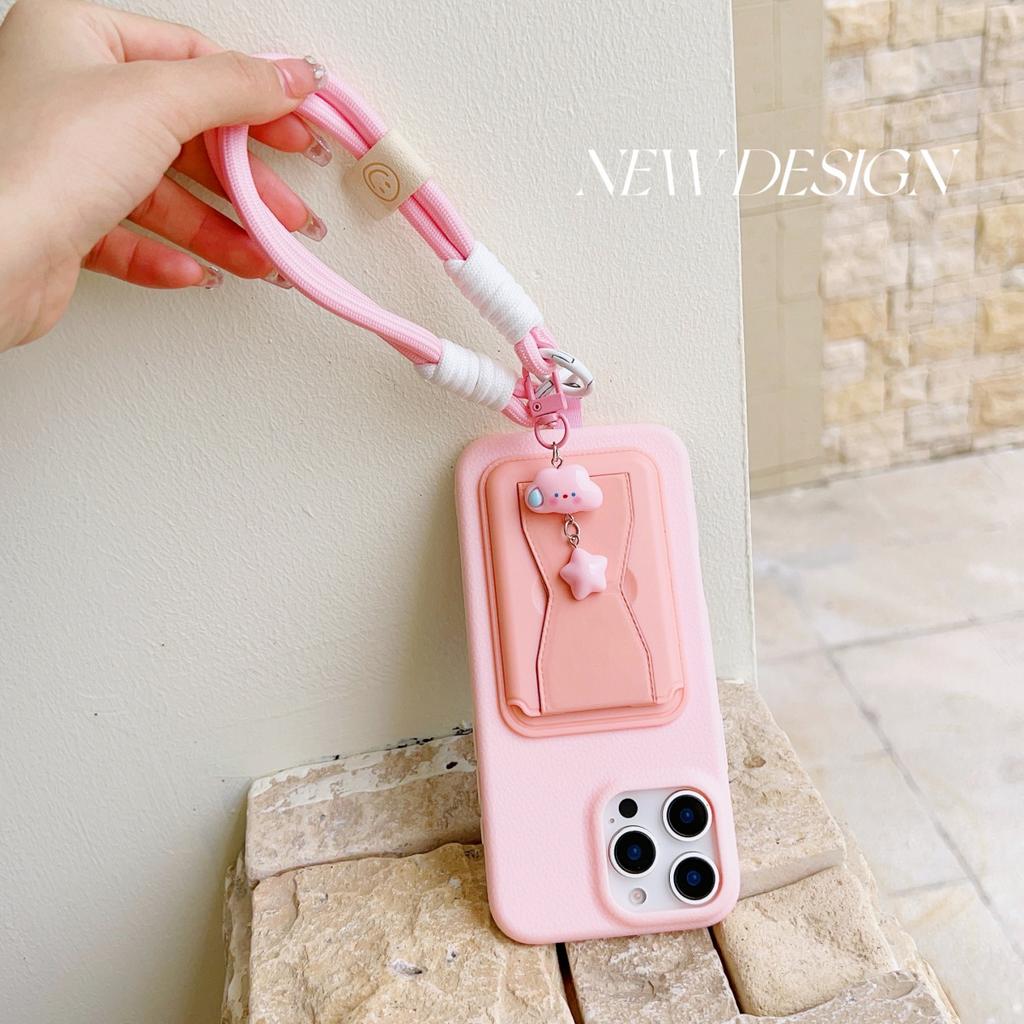 Korea Cute 3D Cloud Pendant Simple Hand Strap Adjustable Short Mobile Phone Lanyard Clip-On Phone Case Universal Anti-Lost Strap