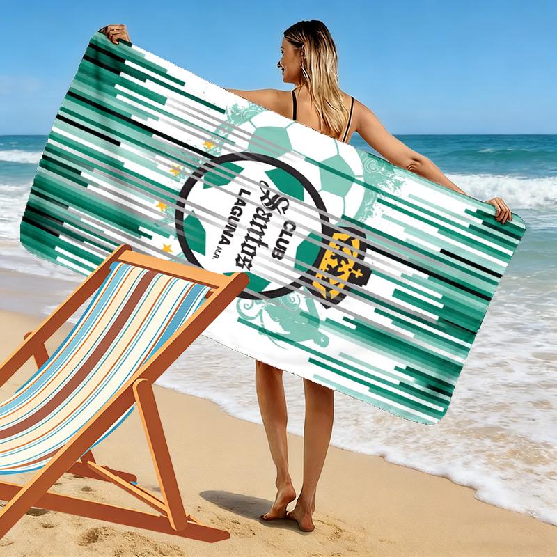 Santos Laguna Print Beach Towel, Large Soft Quick Dry Towel for Beach Camping Swimming