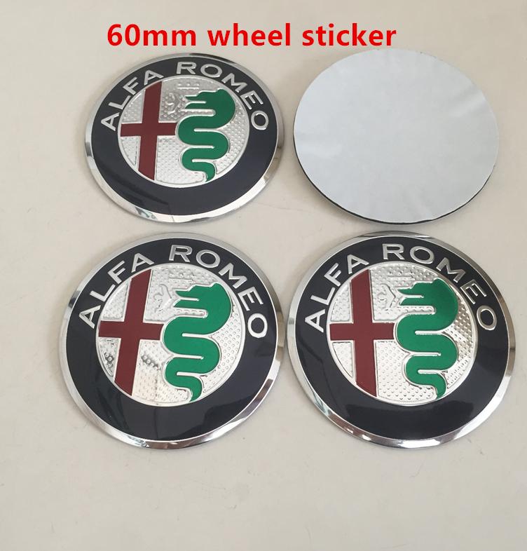 4pcs 56mm 60mm 65mm ForAlfa Romeo 147 156 159 Car Emblem Wheel Hub Center Cap Badge Covers Sticker Decals Styling Accessories