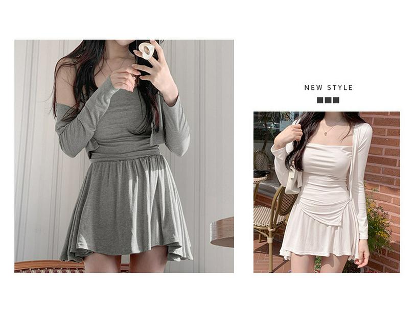Korean Dongdaemun Slimming Sexy Style Camisole Cardigan & Skirt Set