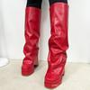 Fashion IPPEUM Fold Over Boots Women Orange Hot Pink Block Heel Knee High Plus Size 43 Platform Shoes Y2k Botas Plataforma Mujer