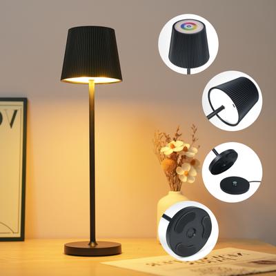 Dobíjecí stolní lampa Kovová textura RGB Okolní světlo Kreativní stolní lampa Neutrální/Bílá/Teplá/RGB