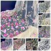 1 Yard 3D Floral Embroidery Rose Flower Fabric Elegant Tulle Mesh Lace Fabric DIY Sewing Bridal Weding Dress Costume Crafts 