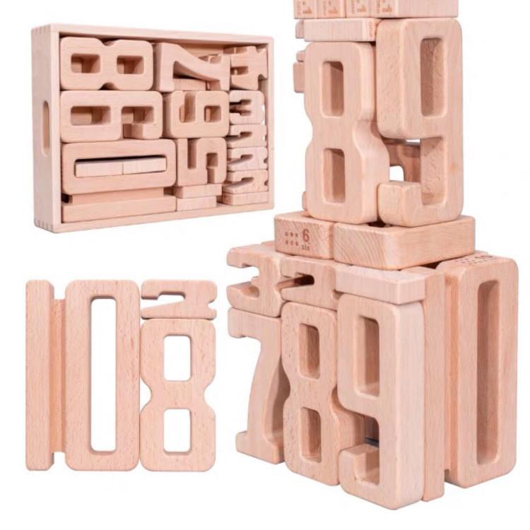 Piece Wooden 32 Digital Building Block Set Children Early Toys Education