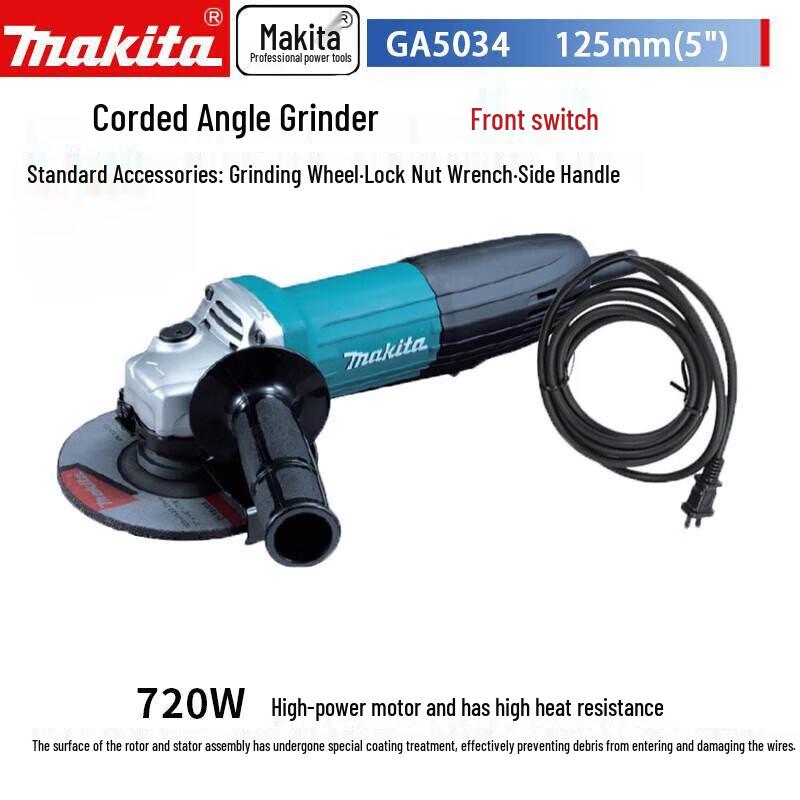 

Makita GA5034 125mm Angle Grinder CN plug (adapter included)
