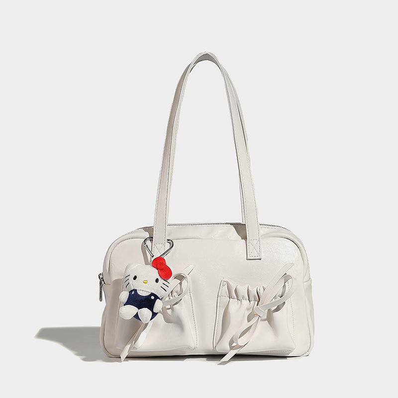 

Autumn and Winter Vintage Multi-Pocket Bow Handheld Boston Bag Fashion Commuter Large Capacity Shoulder Bag