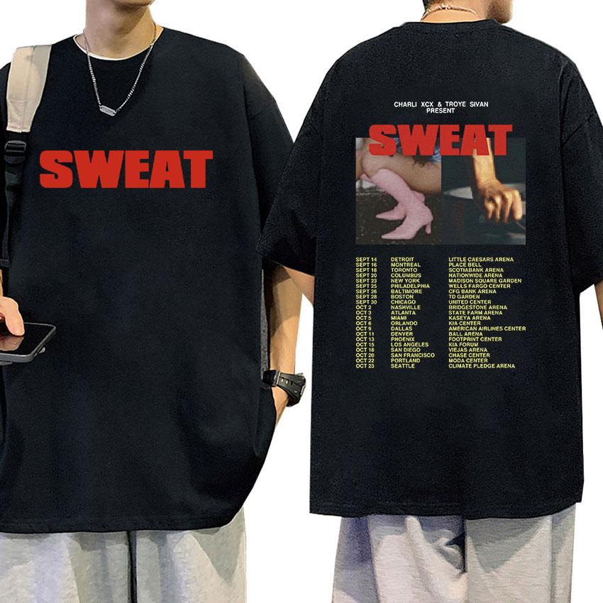 

Charli XCX SWEAT Tour 2024 Brat T Shirt Men Women Vintage Harajuku Fashion T-shirts Hip Hop Oversized Cotton T-shirt Streetwear 4XL
