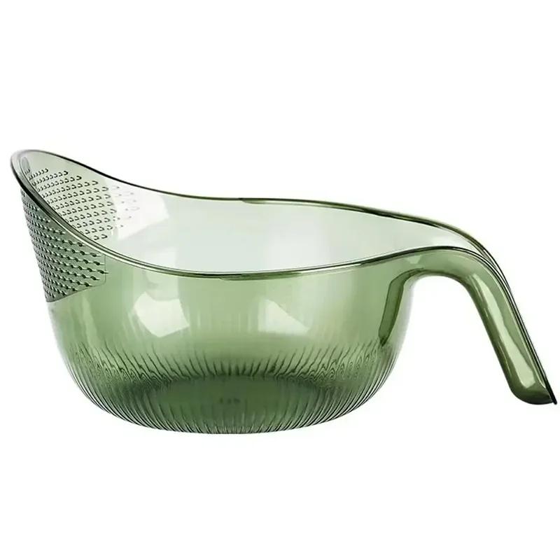Kitchen Washing Gadget Rice Washing Filter Rice Rinsing Basin Drain Basket Household Dish Washing Fruit Bason Sink with Handle