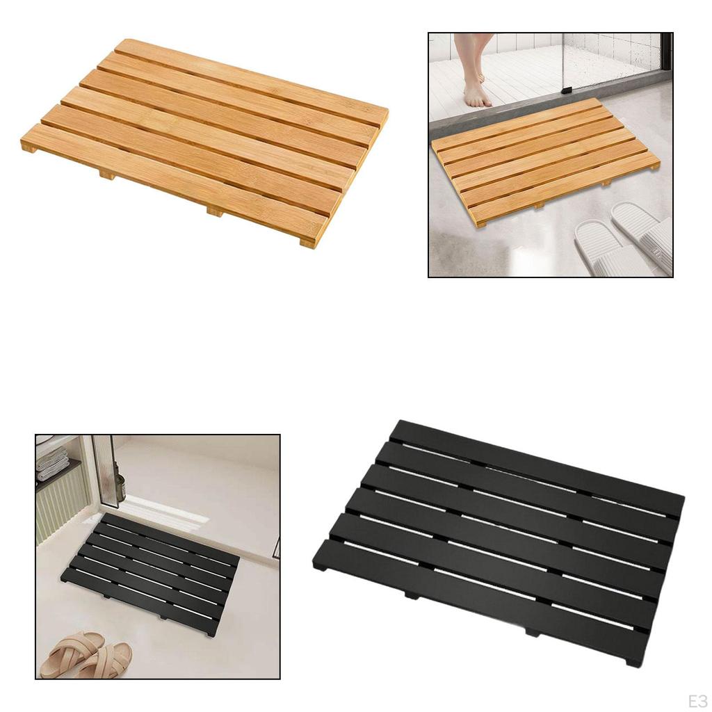 Bamboo Bath Mat, Quick-drying, Non-slip, for Entrance Area, Bathtub, Spa, Toilet
