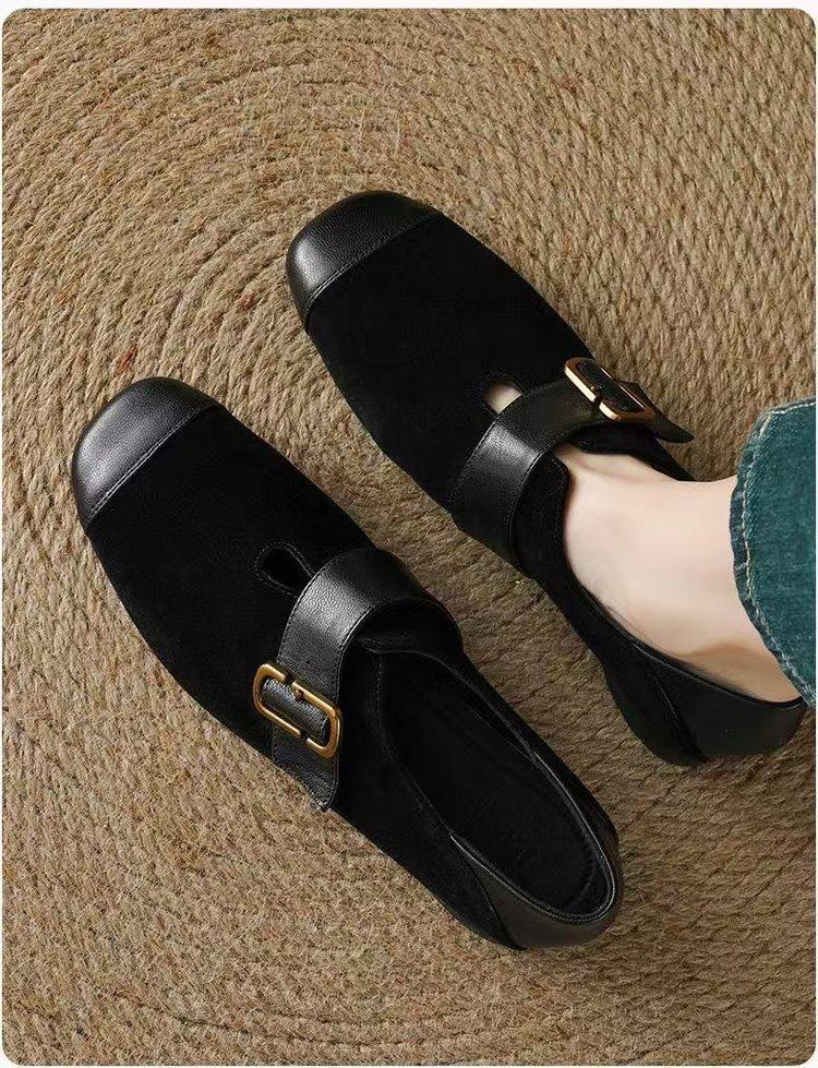 Versatile women's shoes square head shallow mouth Mary Jane single shoes 2025 matte new retro soft-soled leather shoes thick heel single shoes women