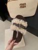 Thick-bottomed fluffy slippers women's autumn and winter outer wear 2025 new belt buckle curly hair cute outer wear one-word sandals