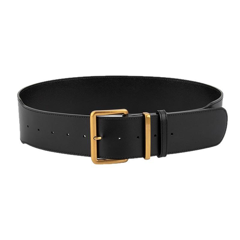 

Женский широкий ремень из коровьей кожи, ретро, с квадратной пряжкой-штифтом, ремень из натуральной кожи, высококлассное ощущение, для джинсов, декоративный пояс для женщин