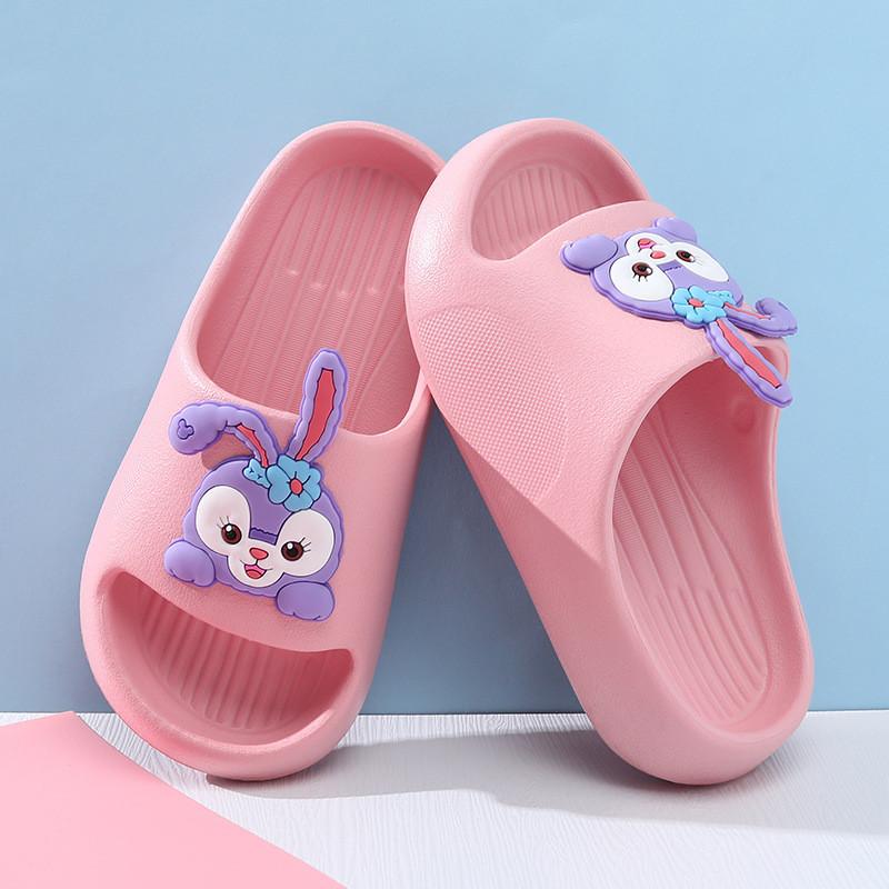 Pink Cartoon Style Summer Girls Slippers Breathable Soft Eva Material Indoor Home Use