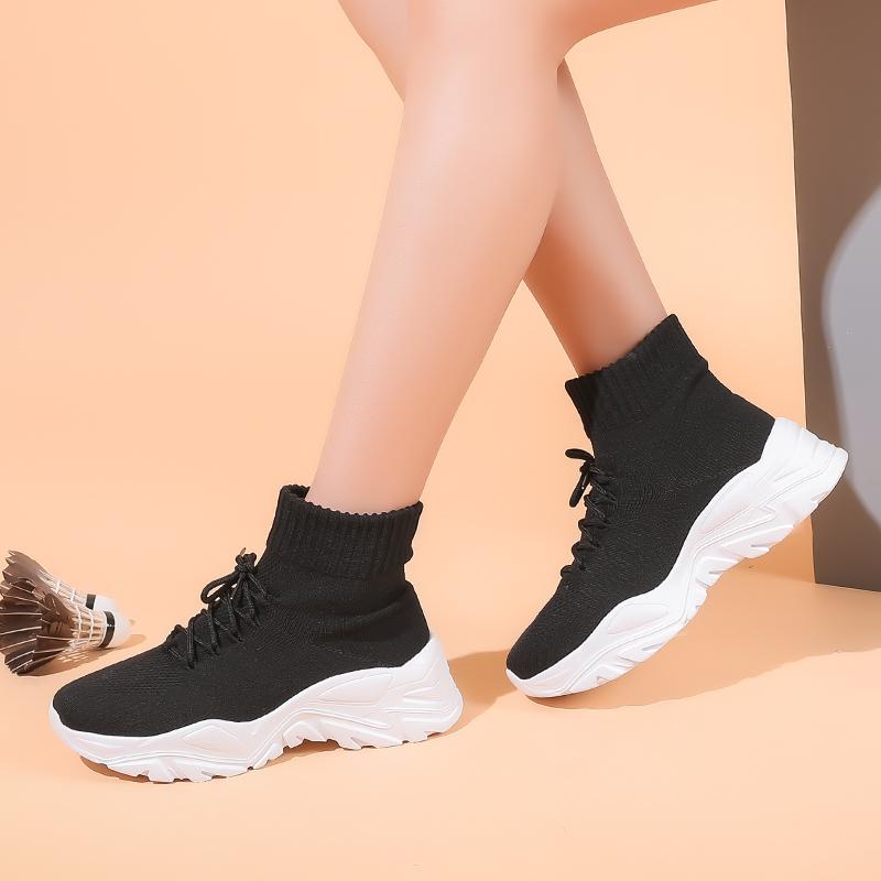 Sexy Sock Boots Knitting Stretch Boots Warm High Heels For Women Fashion Knee High Boots Spring Autumn Women Booties Female