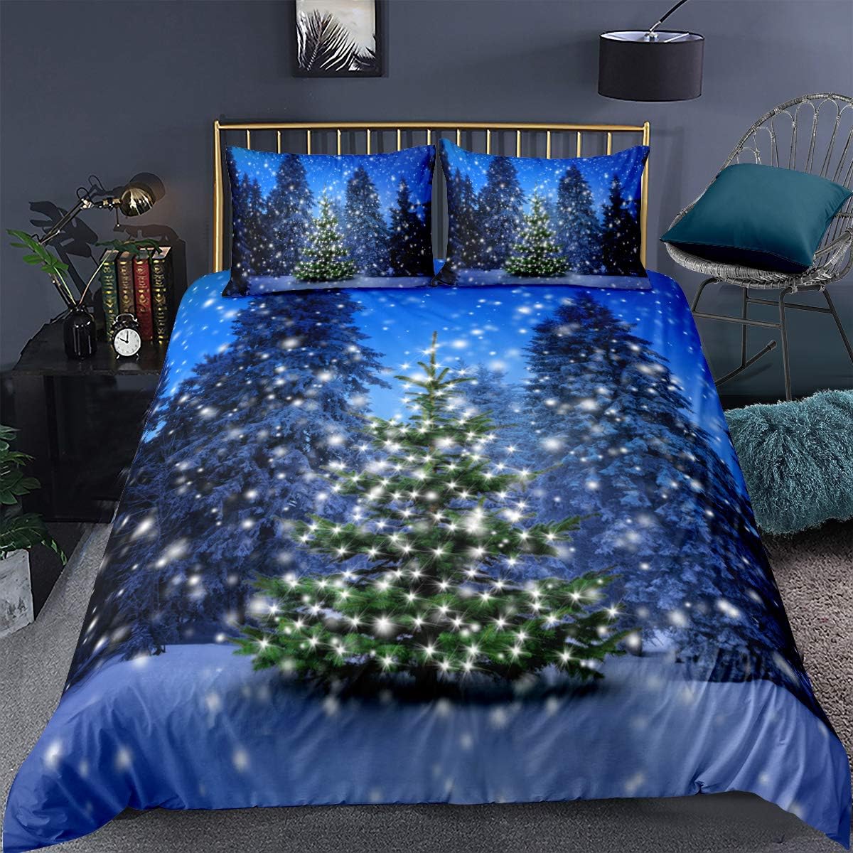 

Erosebridal Christmas Snowman Bedding Set Twin Size For Boys Girls Kids Merry Christmas Duvet Cover Winter Themed Comforter Cove EU single(135x200cm)
