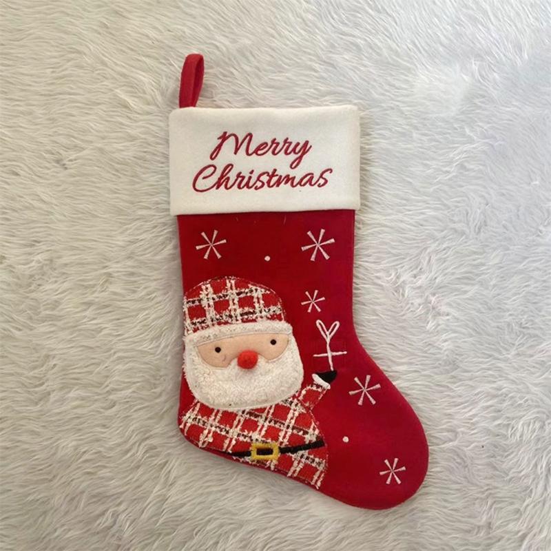 Großer Weihnachtsstrumpf Weicher Stoff Hängende Socke Feiertagsparty Geschenketasche Dekoration Für Weihnachtsbaumschmuck Kamine