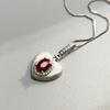 Natural Red Ruby Pendant Necklace S925 Sterling Silver Fine Jewelry for Women Fashion Gemstone Charm Anniversary Gift