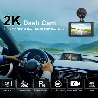 3-inch HD Dashcam, Dual-lens 2K+1080 WiFi Dual-channel Car Recorder