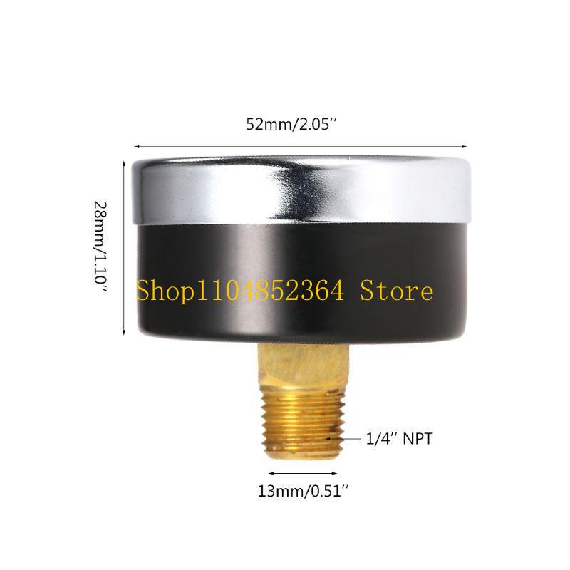 652F Pressure Gauge Compressor 2" Face 0-200 PSI Back Mount 1/4" Npt 0-14Bar for Car Bike Motorcycle Basketball
