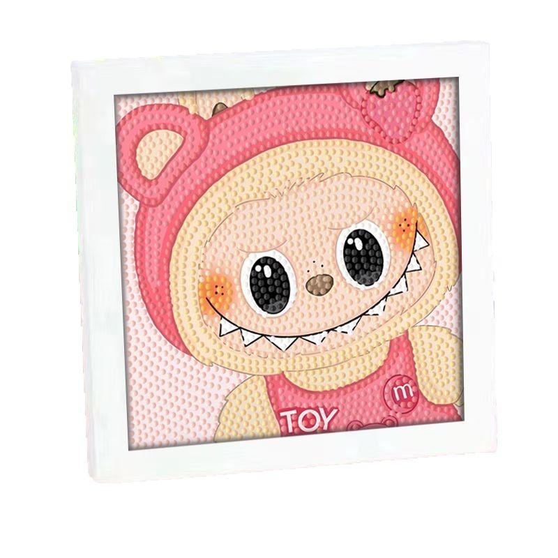 Niedliches Cartoon Diamantmalerei Kinder Handgemacht DIY Dekoration Diamantaufkleber Mädchen Geschenk 17 x 17cm Mit Fotorahmen