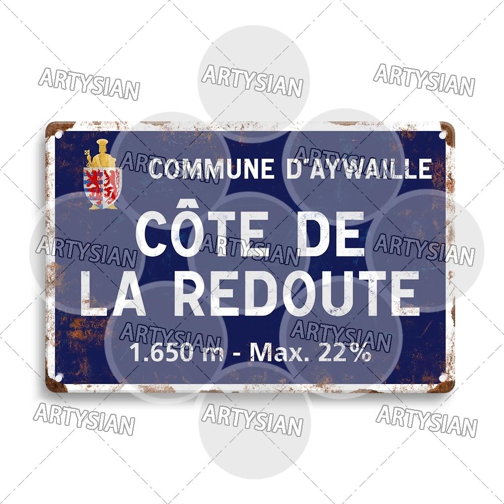 Tour de France Radrennen Radfahren Wahrzeichen Metallplakette Verkehrsschilder Österreich Italien Alpe d Huez Alto de L Angliru Poggio
