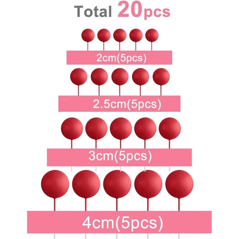 Cupcake Accessories Ball Cake Picks Colorful Pearl Ball-Shaped Toppers Decorative Inserts for Birthday Wedding Party Decorations