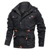 Brown 3D Pocket Casual Cotton Zipper Jacket - Thick, Warm, Loose Fit, Large Size