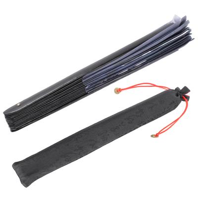 Black Skull Folding Fan Bamboo Kung Fu Fan for Festival Decoration Gifts with Storage Bag
