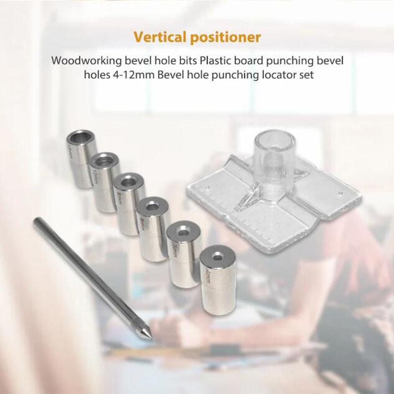 4-12mm Hole Jig Set Vertical Oblique Hole Locator Drill Guide Woodworking Tools