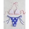Flag Printed Striped Halter High Cut Bikini Female Swimsuit Women Swimwear Two-pieces Bikini Set Bather Bathing Suit Swim