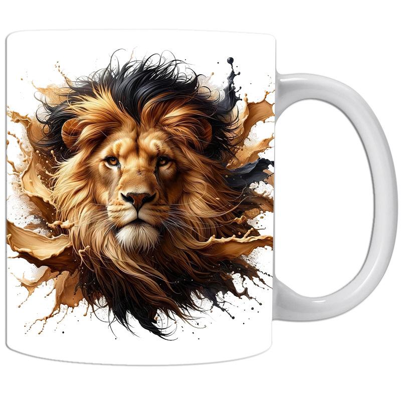 Lion Cat Ceramic Coffee Mark Cup Tea Cup New Holiday Gift King Mug