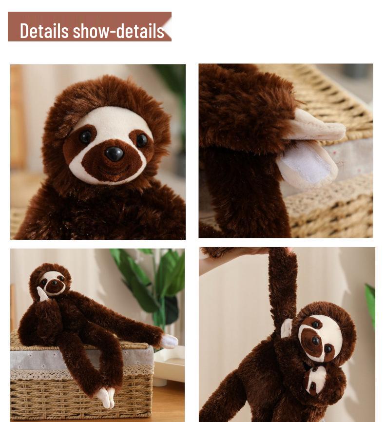 Cartoon Long-Armed Monkey & Baby Orangutan Lemur Sloth Plush Toy for Kids