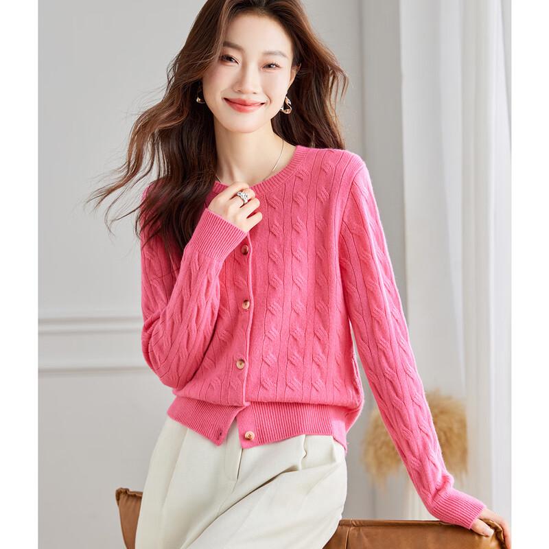 

Srcr Women s Pure Wool Cable Knit Cardigan M