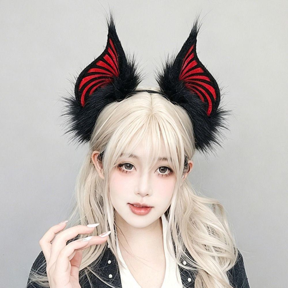 Soft Bat Headband Plush Cosplay Ears Headband Comfortable Plush Headband  Stage Performance