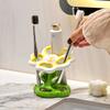 Ceramic Bathroom Organizer,Floral Toothbrush Holder With, Freestanding or Countertop Bathroom Storage, Decorative Vanity Shelf for Bathroom Counter